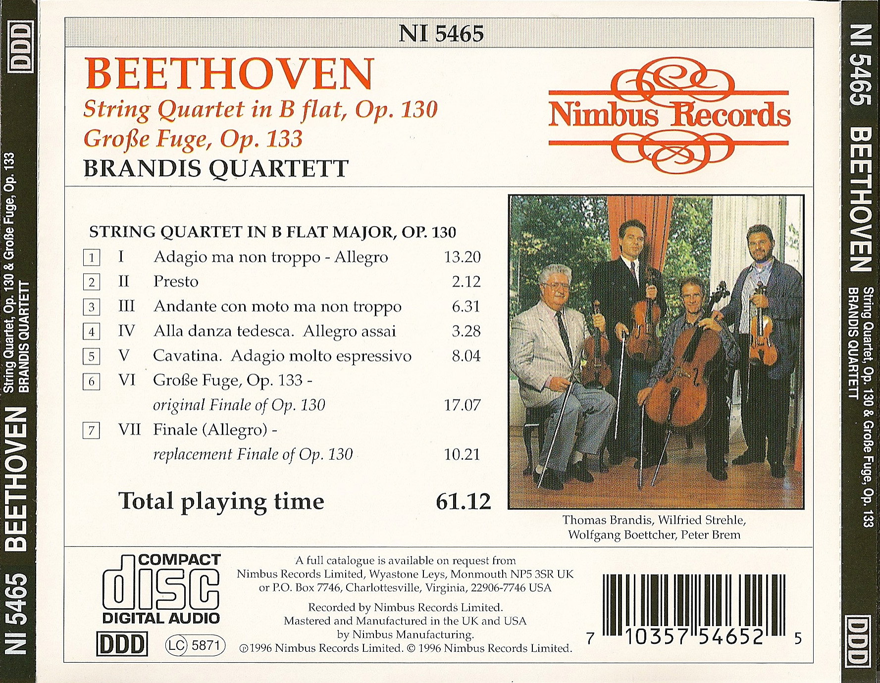 Beethoven Quartets op.130, 133 (Brandis-Quartett)