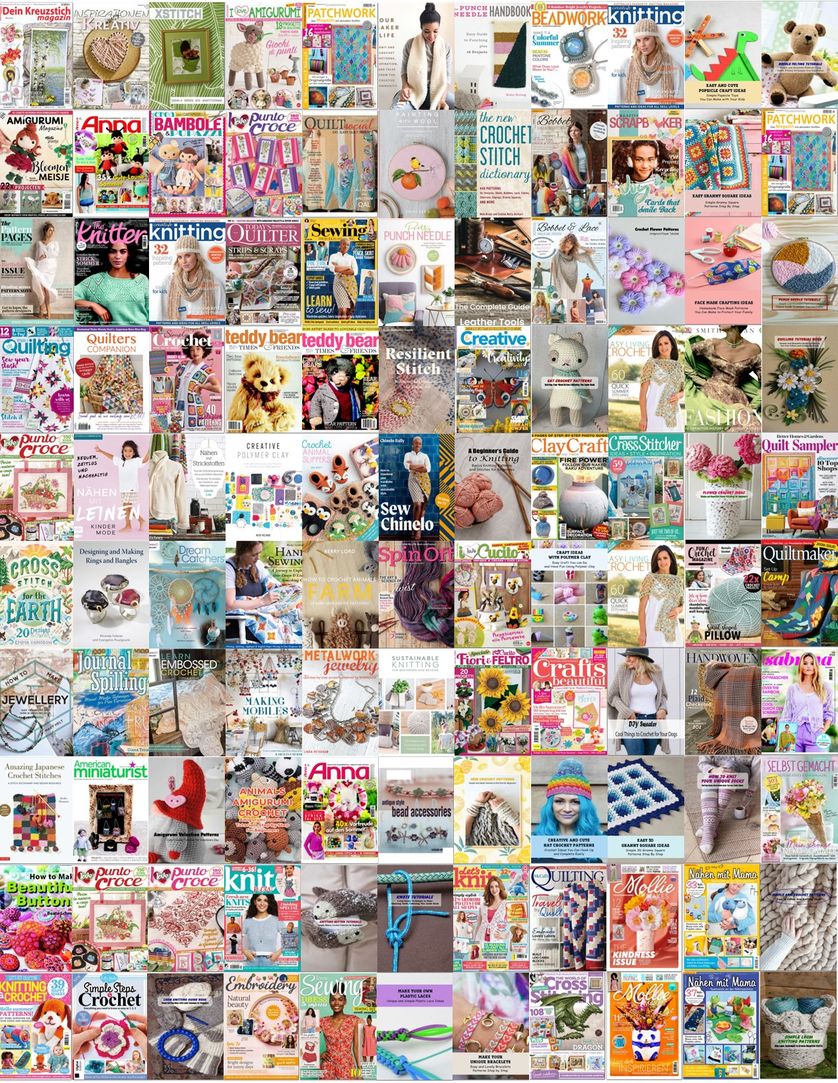 Crossstitch Crochet Stitching Beading Papercraft Parchment Quilting Sewing Knitting Creative Dolls Clay etc magazines