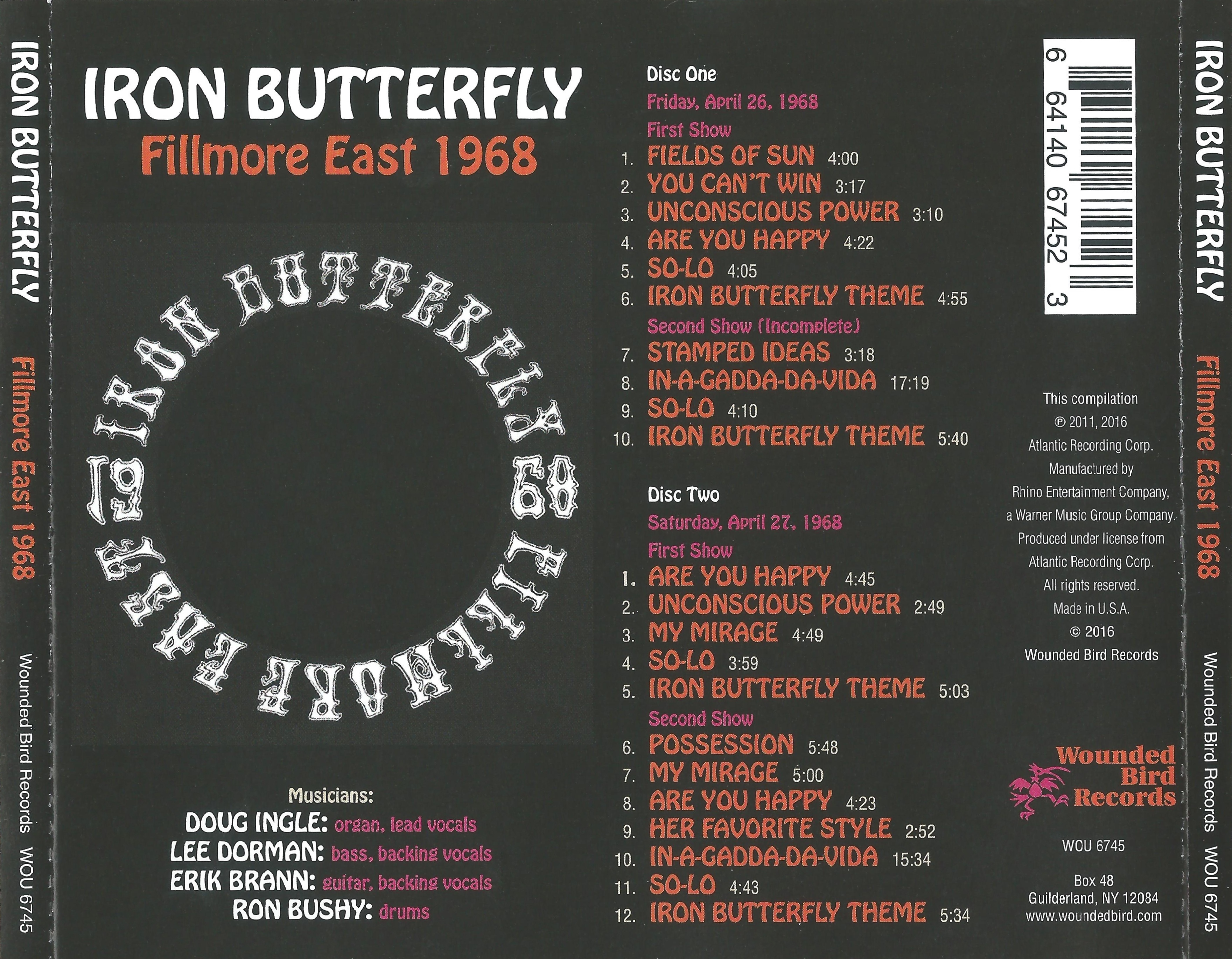 Iron Butterfly - Fillmore East 1968 (2CD)