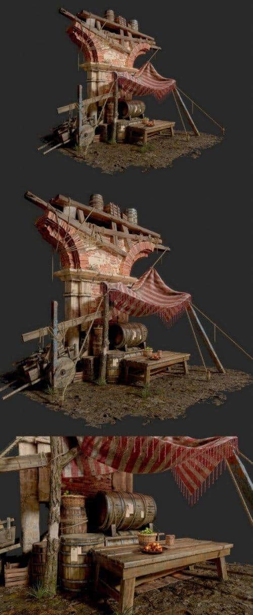 Old Market Scene 3D Print Model