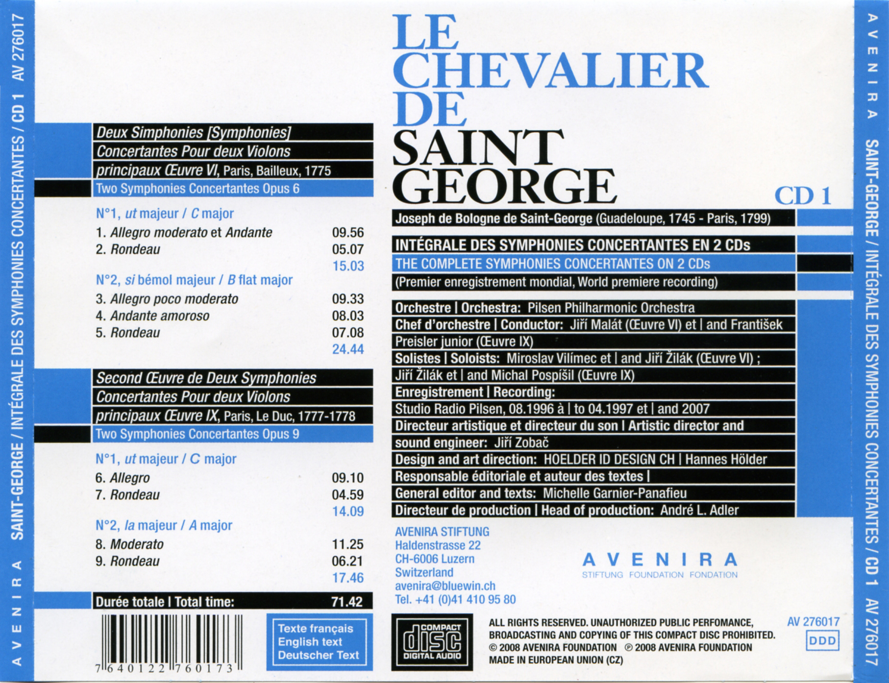 Chevalier de Saint-George - Complete Symphonies Concertantes