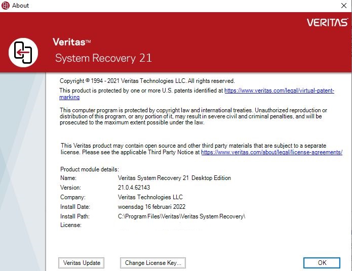 Veritas System Recovery 21.0.4.62143 Multilingual Product