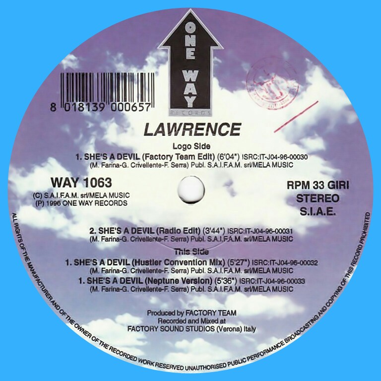 Lawrence - She's A Devil (Vinyl, 12'') One Way Records (WAY 1063) Italy (1996) flac