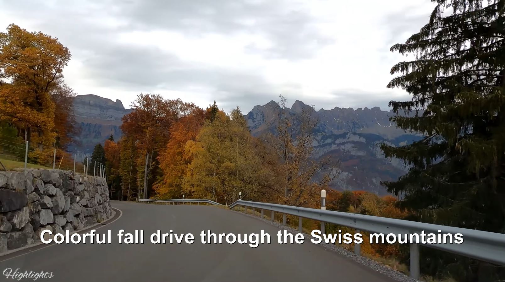 Colorful fall in the Swiss mountains - Driving on Scenic Routes Switzerland 4K