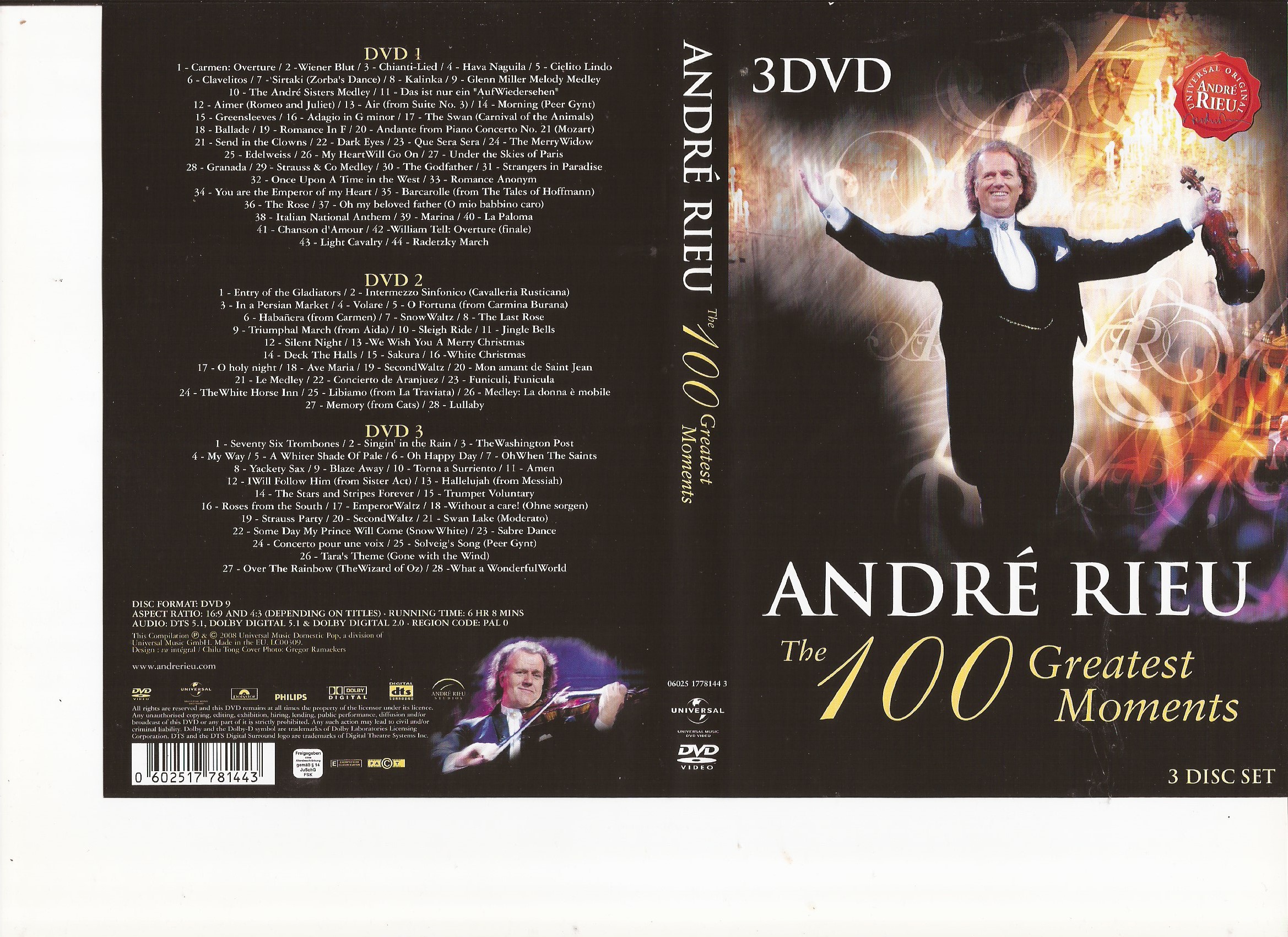 Andre Rieu 100 greatest moments 3 DVD's