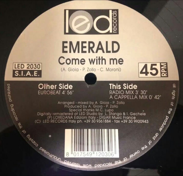 Emerald - Come With Me (Vinyl) LED Records (LED 2030) (Italy) (1994)