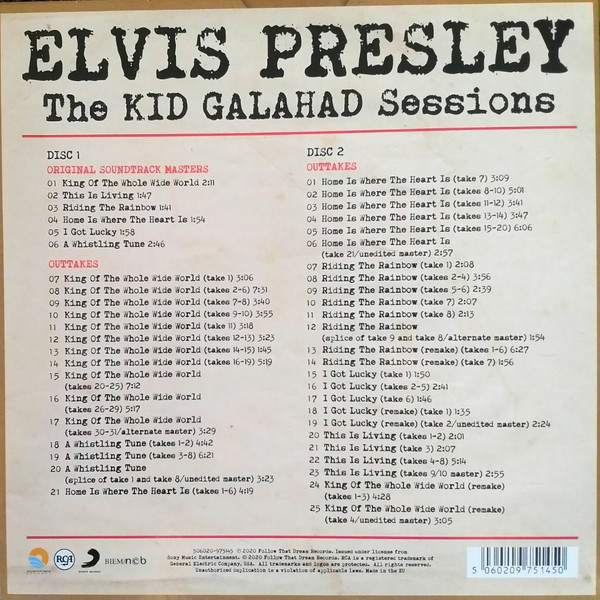 Elvis Presley The Kid Galahad Sessions 2020