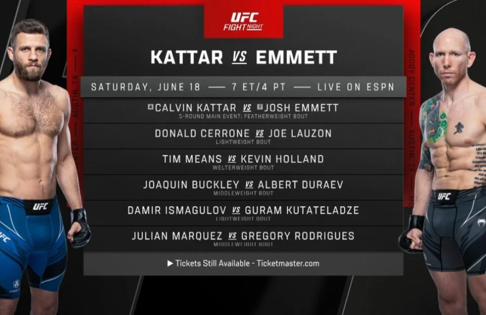 UFC on ESPN 37 Kattar vs Emmett (1080P Prelims + Main) (18-6-2022)