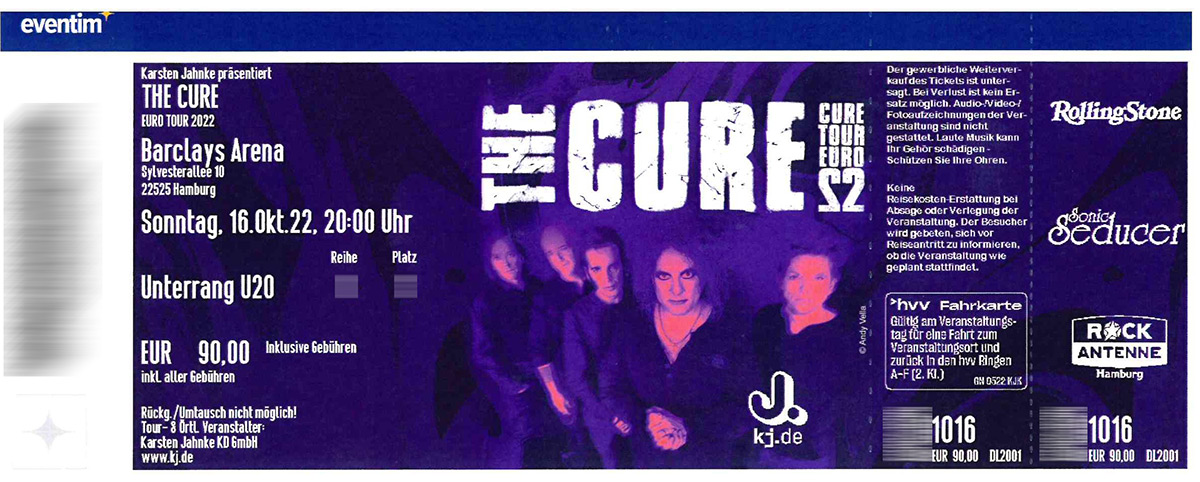 The Cure - The Lost World Tour - 16.10.2022 - Hamburg - Barclays Arena (Duitsland) - Compleet