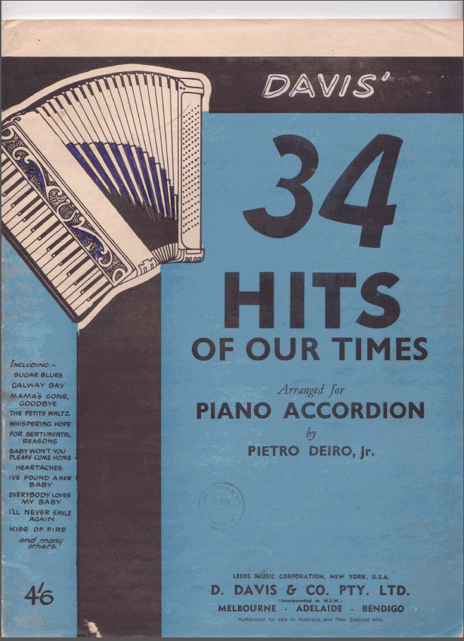 Bladmuziek - 34 Piano Accordian Hits Of Our Times