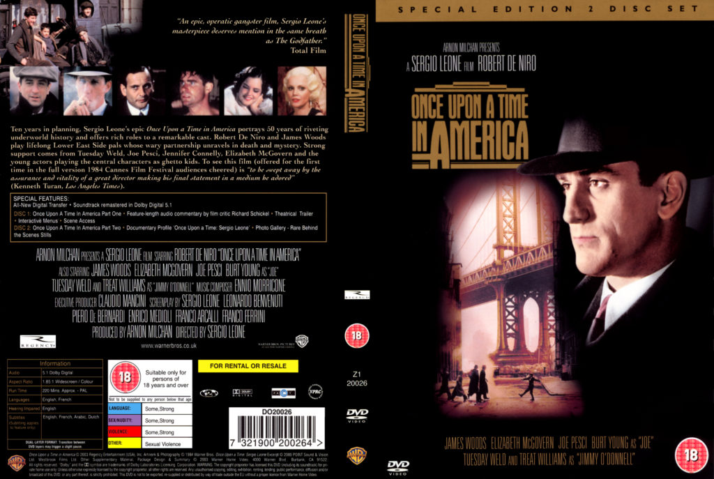 Once upon a time in america 2 dvd's 1984