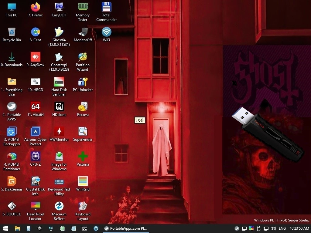 Spooky Windows 11 ( Lite Live ) Ghost* + Strelec + Nguyen ( 64GB USB )