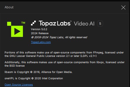 Update en full install Topaz Video AI 5.0.2