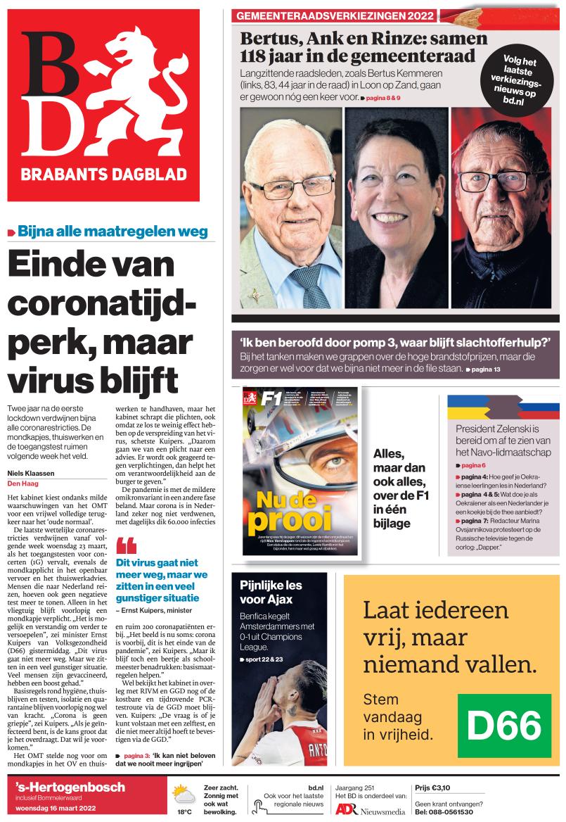 Brabants Dagblad - 16-03-2022 + Bijlage Formule 1