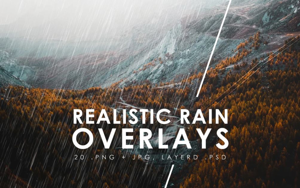 Photoshop - 20 Realistic Rain Effect Overlays