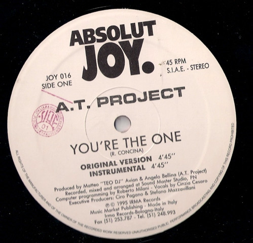 A.T. Project - You're The One (Vinyl, 12'') Absolut Joy (JOY 016) Italy (1995) wav