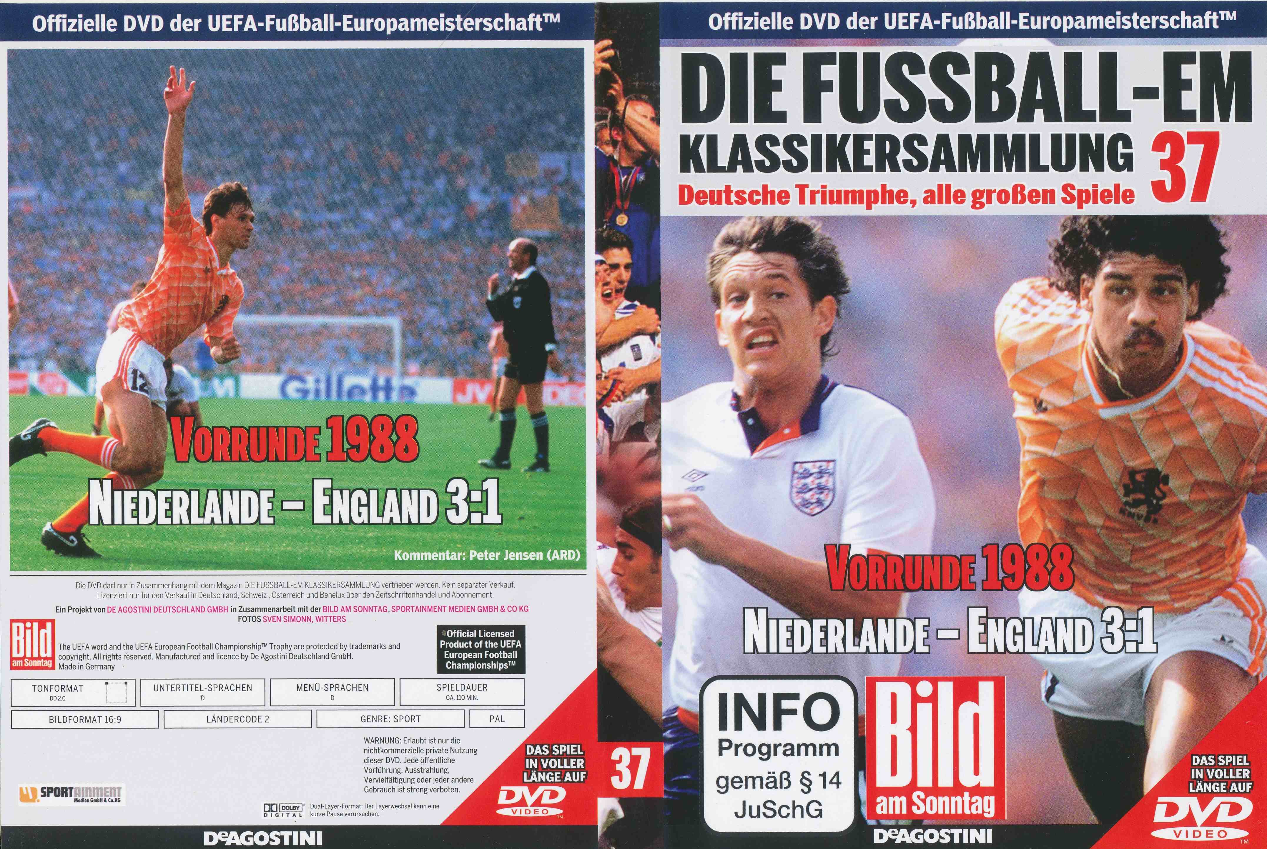 Fussball EM Klassiker E37 Niederlande gegen England Vorrunde 1988 Duitstalig