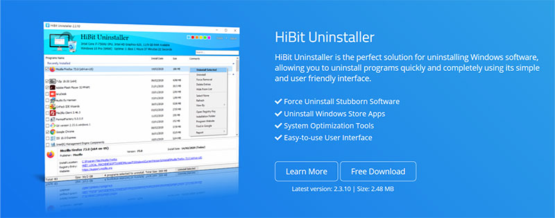 Update en fullinstall HiBitUninstaller setup en Portable
