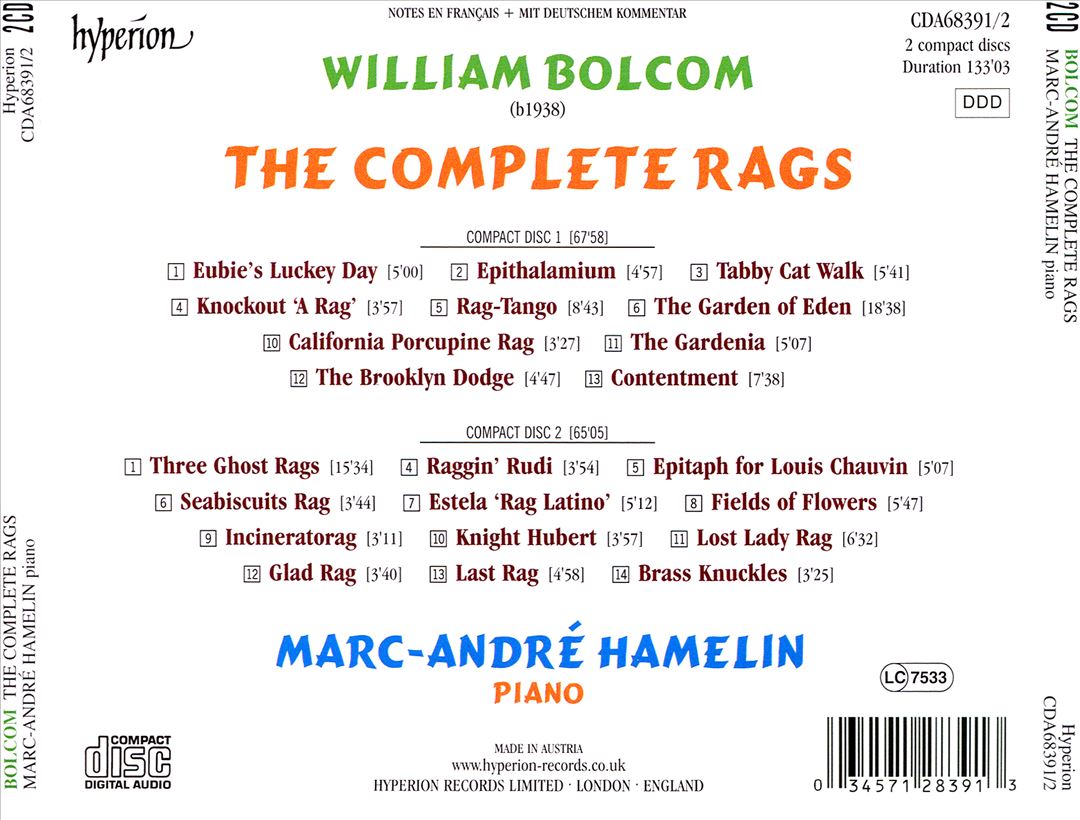 William Bolcom - The Complete Rags - Hamelin
