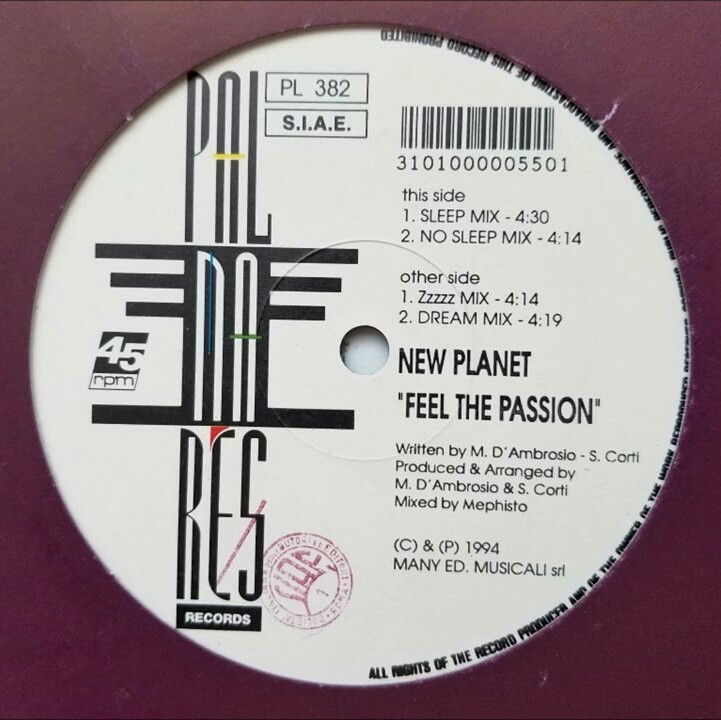 New Planet - Feel The Passion (Vinyl) Palmares Records (PL 382) (Italy) (1994)
