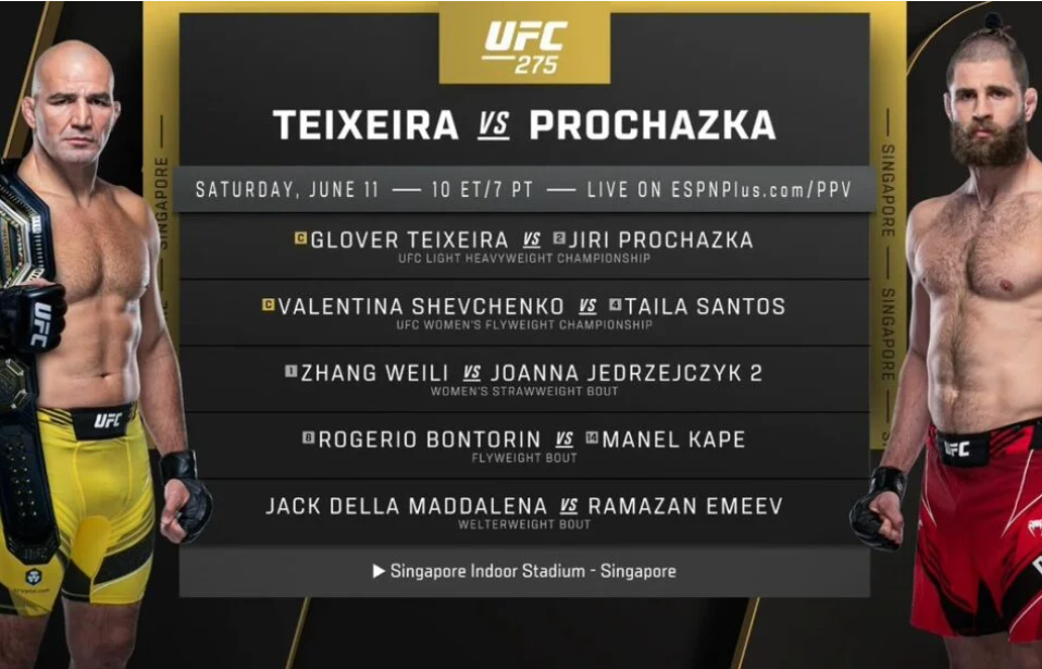 UFC 275 Teixeira vs Prochazka (1080P)(Early Prelims, Prelims & Main card) (11 juni 2022)