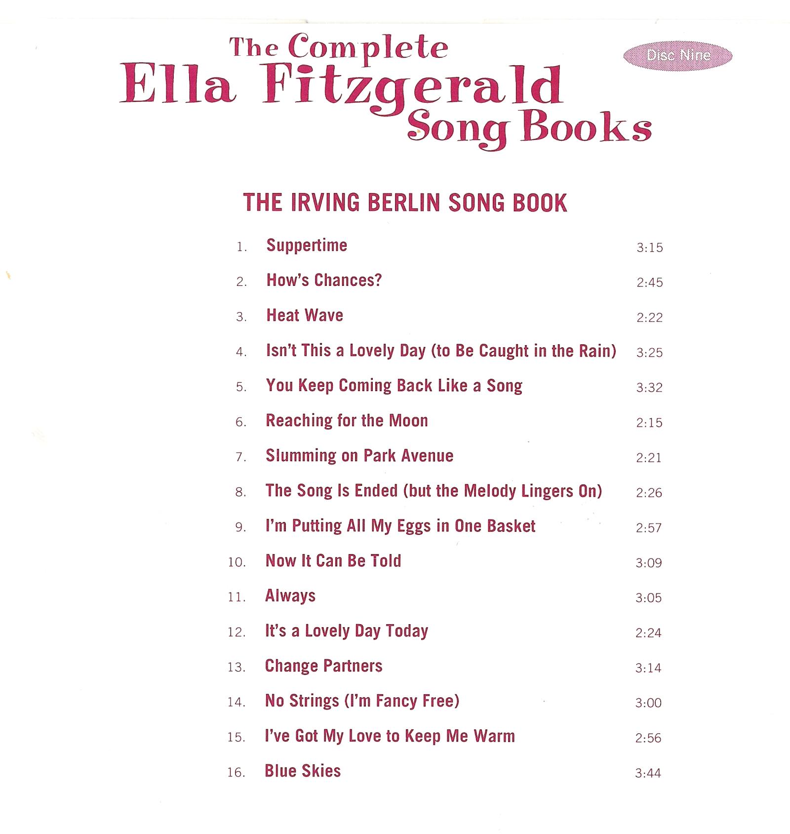 Ella Fitzgerald - The Complete Songbooks Vol.09 -Irving Berlin
