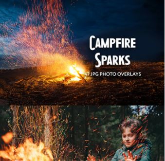 Photoshop - 47 Campfire Spark Photo Overlays