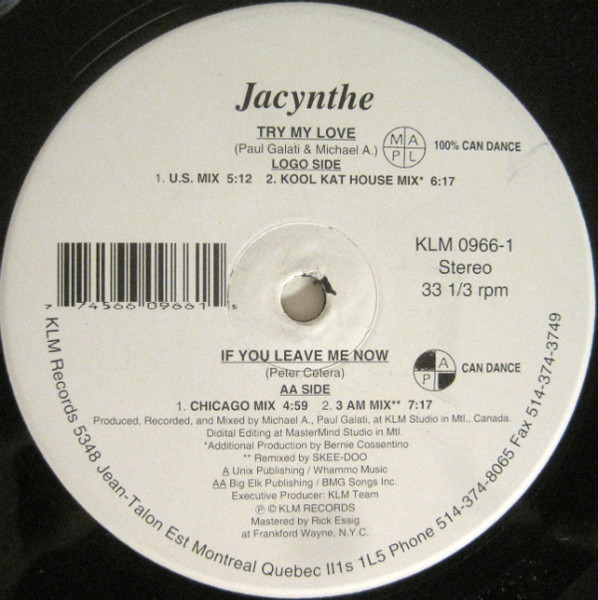 Jacynthe - Try My Love - If You Leave Me Now-Vinyl-1996