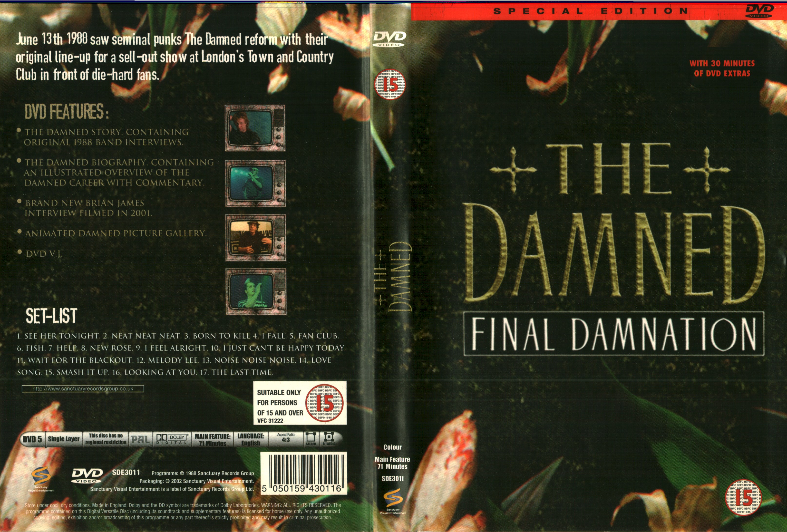 The Damned - Final Damnation Live 1988 DVD (punk)